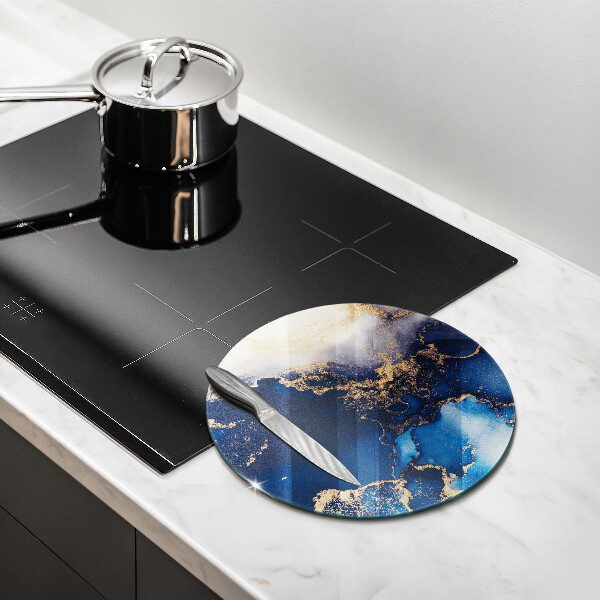 Chopping board glass Elegant background and gold