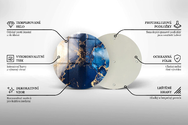 Chopping board glass Elegant background and gold