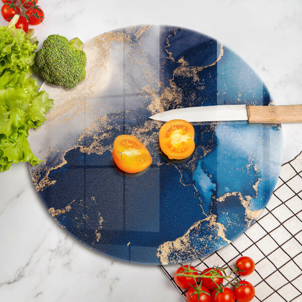 Chopping board glass Elegant background and gold