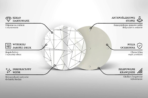 Chopping board glass White triangles