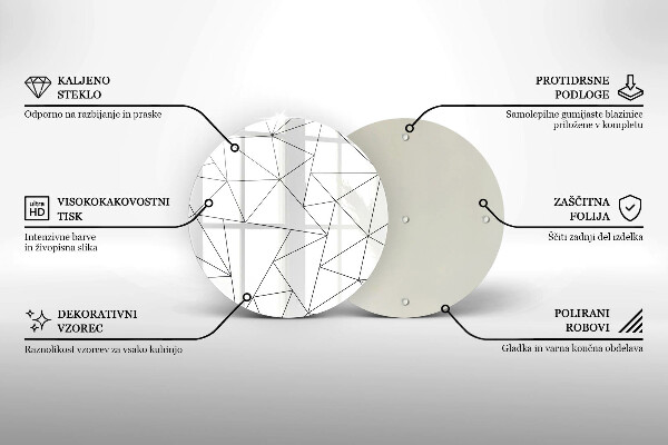 Chopping board glass White triangles