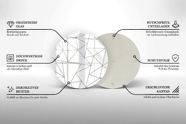 Chopping board glass White triangles