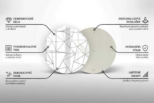 Chopping board glass White triangles