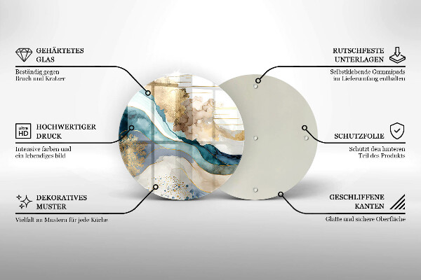 Chopping board glass Colorful marble