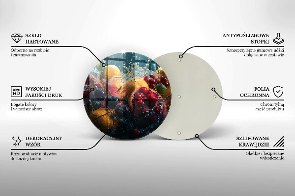 Chopping board glass Fruits in water