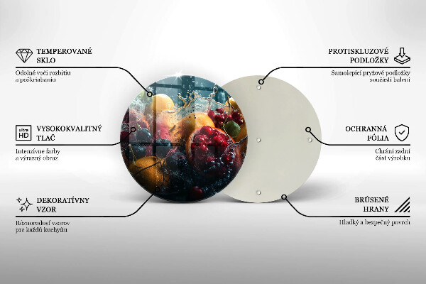 Chopping board glass Fruits in water