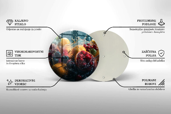 Chopping board glass Fruits in water