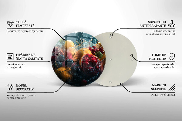 Chopping board glass Fruits in water