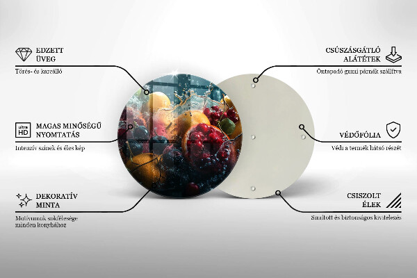 Chopping board glass Fruits in water