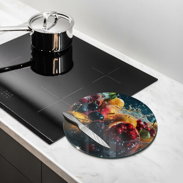 Chopping board glass Fruits in water