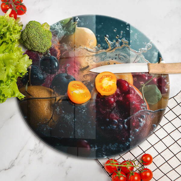 Chopping board glass Fruits in water