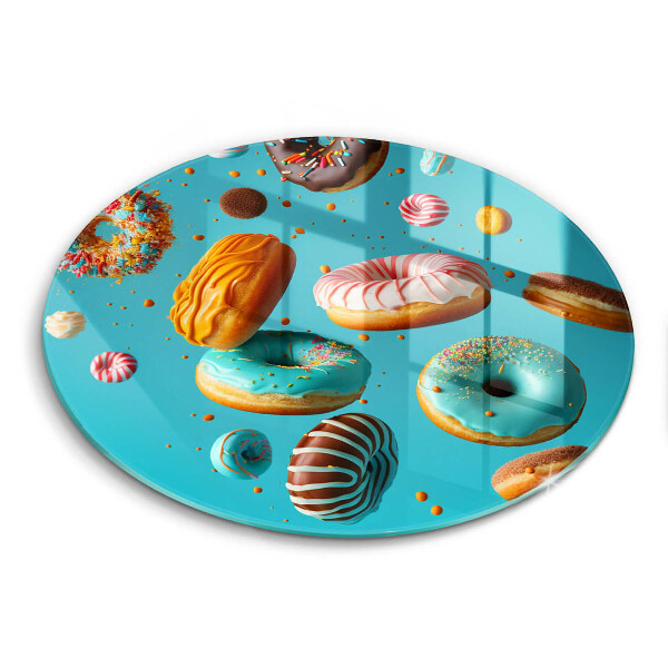 Chopping board glass Colorful donuts