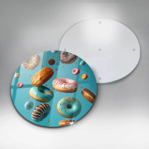 Chopping board glass Colorful donuts