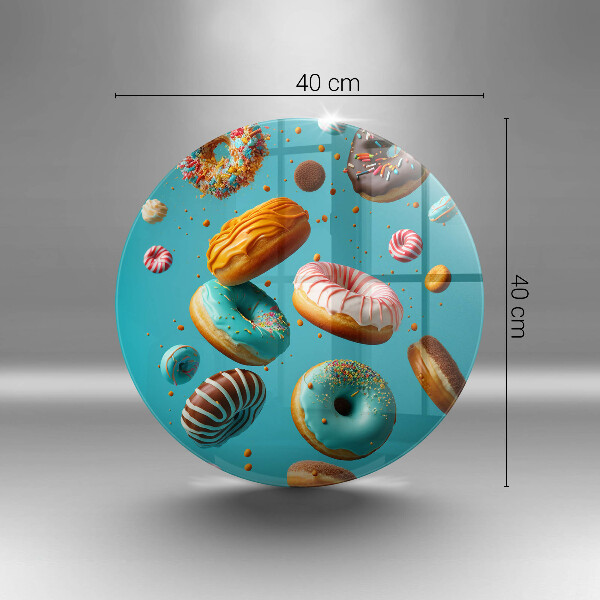 Chopping board glass Colorful donuts