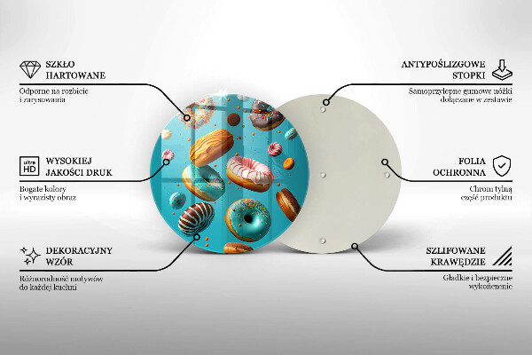 Chopping board glass Colorful donuts