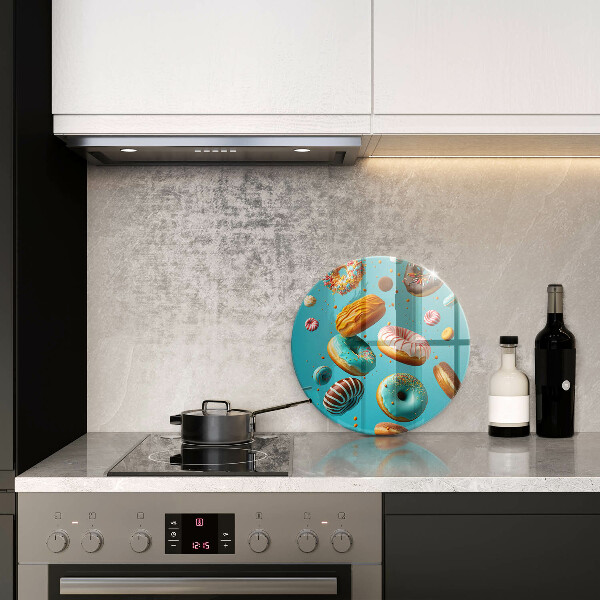 Chopping board glass Colorful donuts