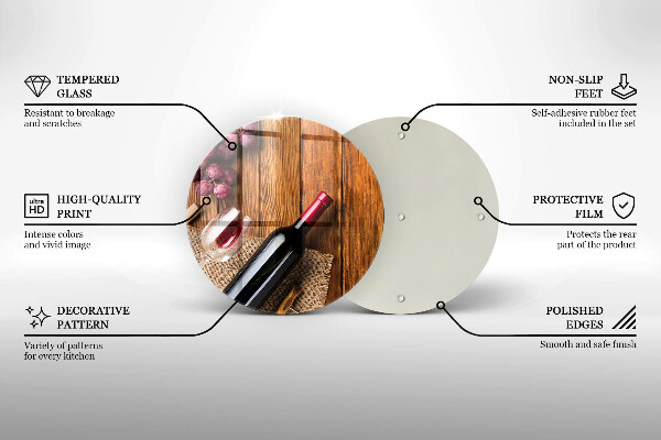 Chopping board glass A bottle of red wine