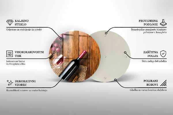 Chopping board glass A bottle of red wine