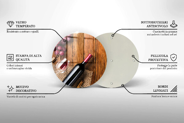 Chopping board glass A bottle of red wine