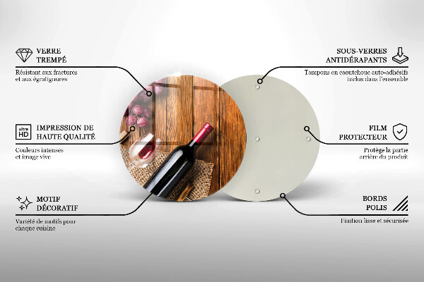 Chopping board glass A bottle of red wine