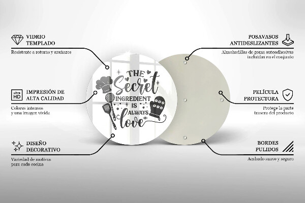 Chopping board glass Inscription, sentence