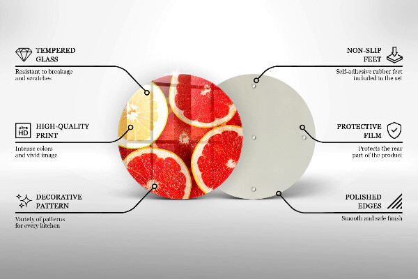 Chopping board glass Grapefruit slices