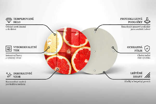 Chopping board glass Grapefruit slices