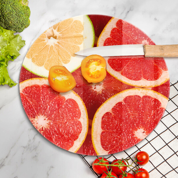 Chopping board glass Grapefruit slices