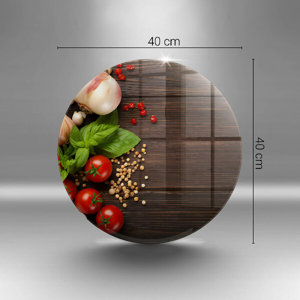 Chopping board glass Vegetables on the table