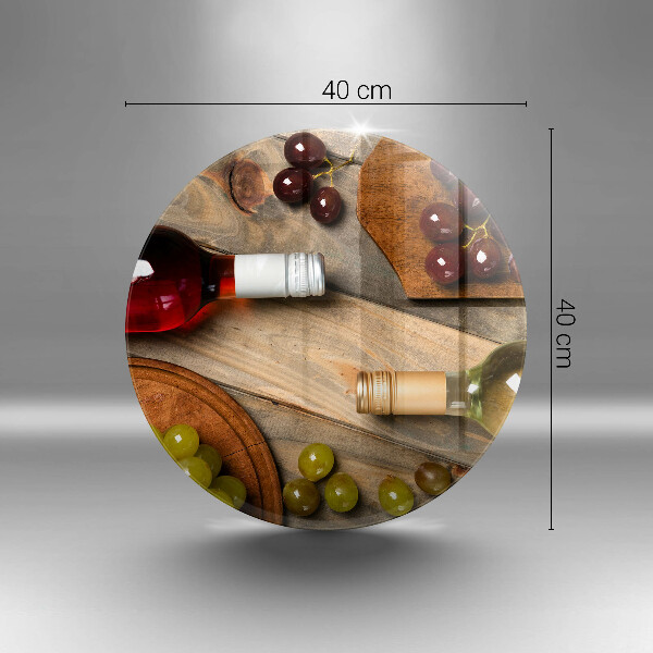 Chopping board glass Bottles of wine and grapes