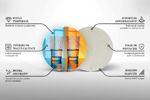 Chopping board glass Two glasses of water