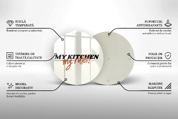 Chopping board glass The inscription My Kitchen My Rules