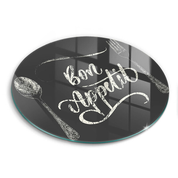 Chopping board glass The inscription Bon Appetit