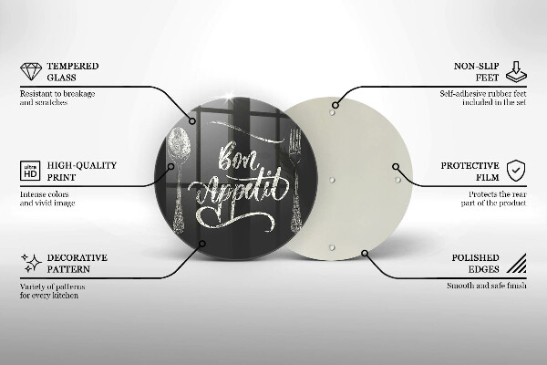 Chopping board glass The inscription Bon Appetit