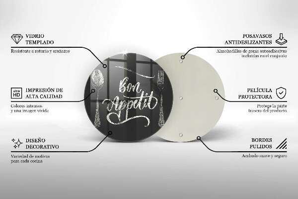 Chopping board glass The inscription Bon Appetit