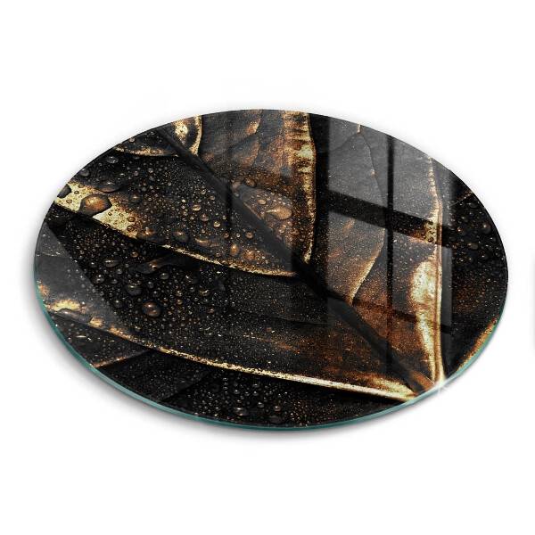 Chopping board glass Golden leaf