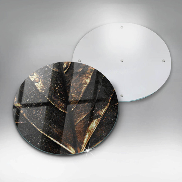 Chopping board glass Golden leaf