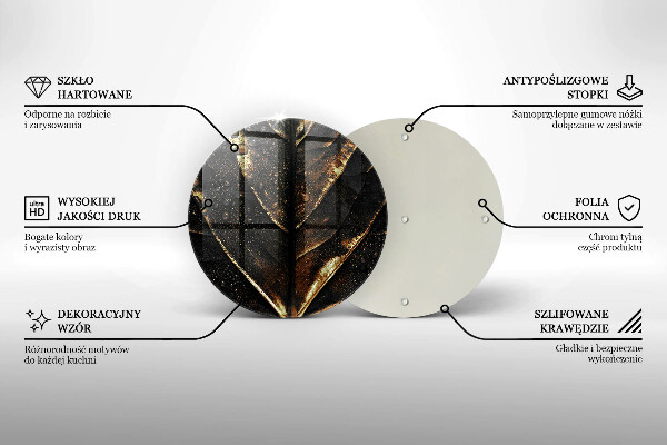 Chopping board glass Golden leaf