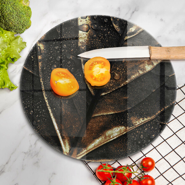 Chopping board glass Golden leaf