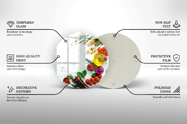 Chopping board glass Vegetables and spices