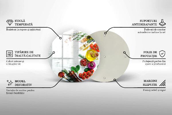 Chopping board glass Vegetables and spices