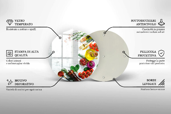 Chopping board glass Vegetables and spices