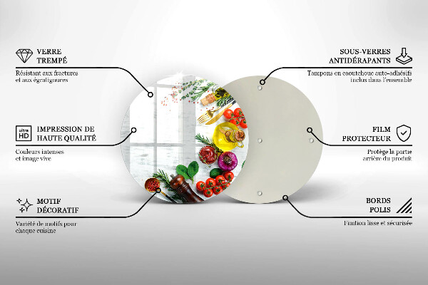 Chopping board glass Vegetables and spices