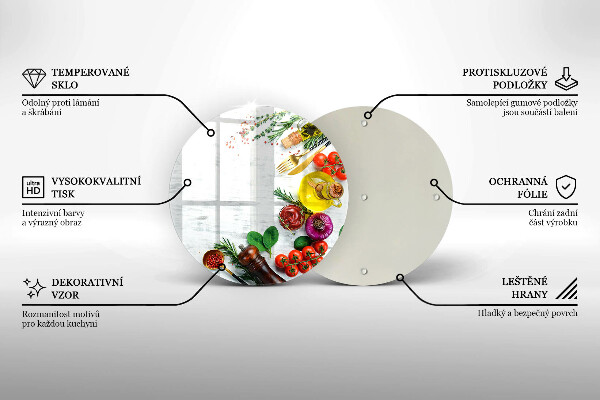 Chopping board glass Vegetables and spices