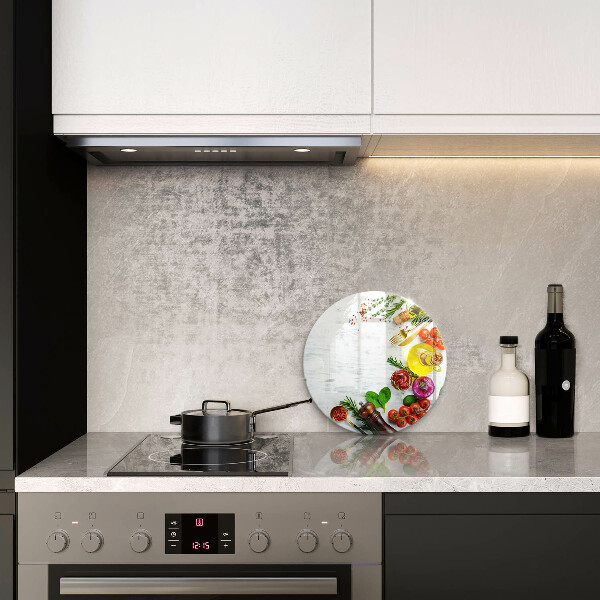 Chopping board glass Vegetables and spices