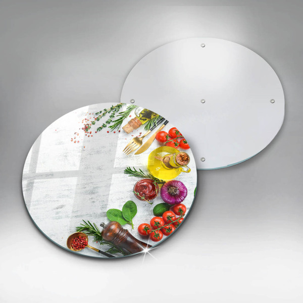 Chopping board glass Vegetables and spices