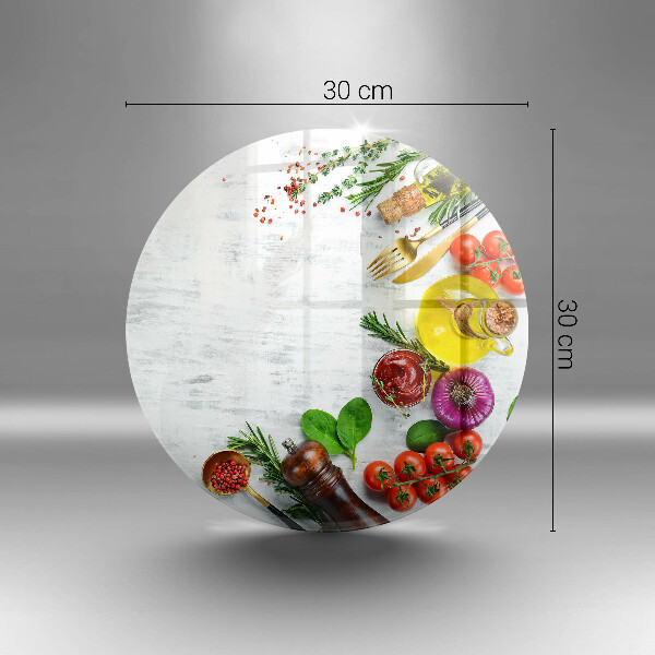 Chopping board glass Vegetables and spices