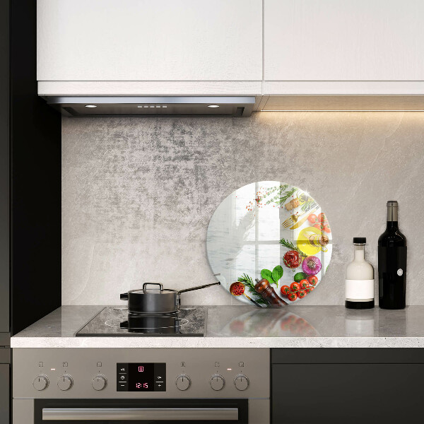 Chopping board glass Vegetables and spices