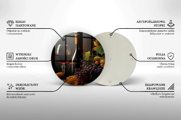 Chopping board glass A glass of wine and grapes