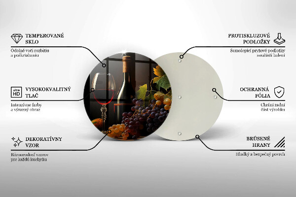 Chopping board glass A glass of wine and grapes